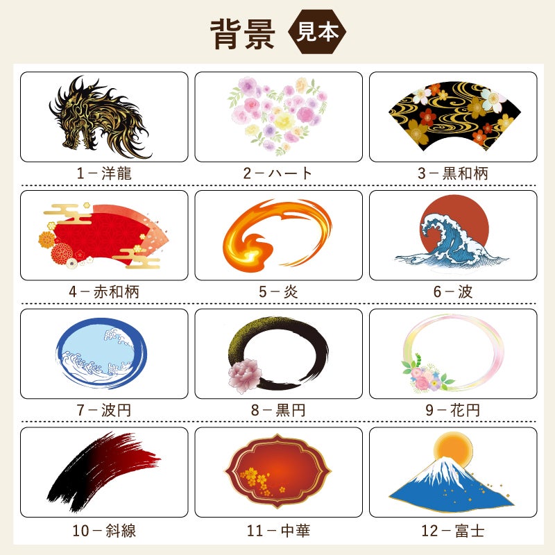 名入れプリントする文字の書体をお選びいただけます。出産祝いならばかわいい書体、退職祝いならば表札のような書体などお選びいただけます。
